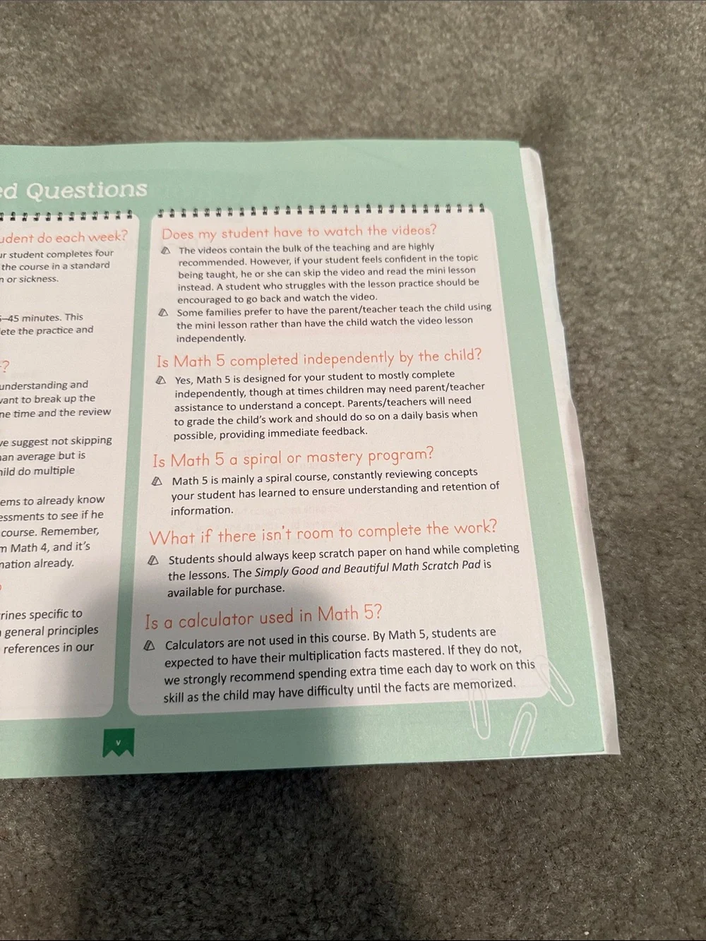 Good and Beautiful Math 5 Course Book - Green